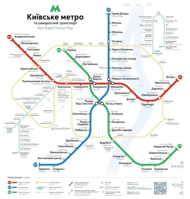 Mapa das estações do metrô de Kiev