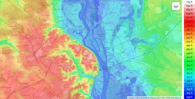 Mapa de elevação de Kiev
