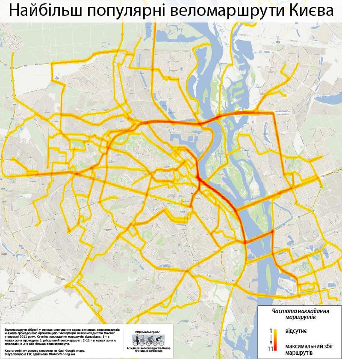 Mapa da ciclovia de Kiev