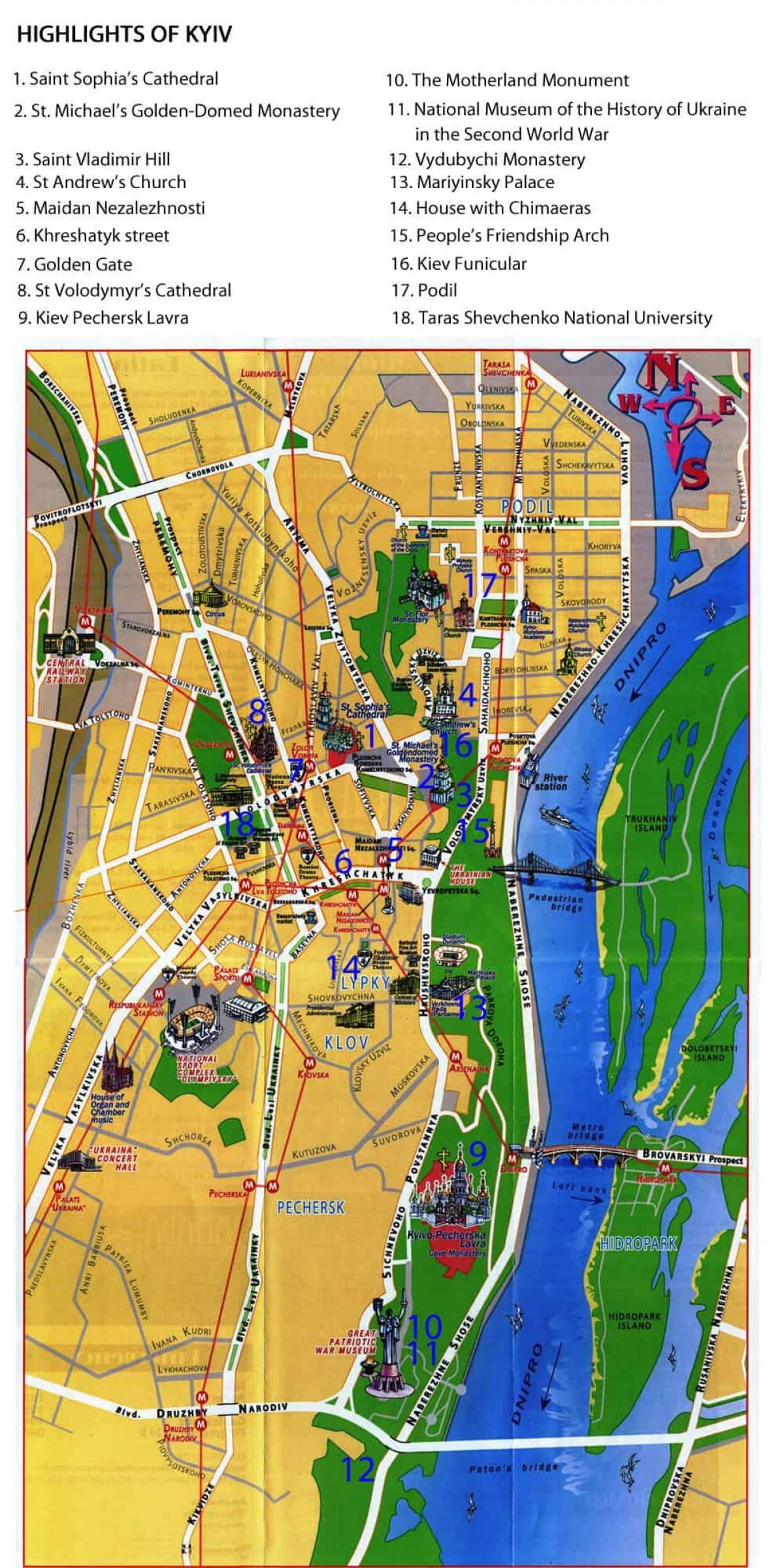 Mapa turístico de Kiev