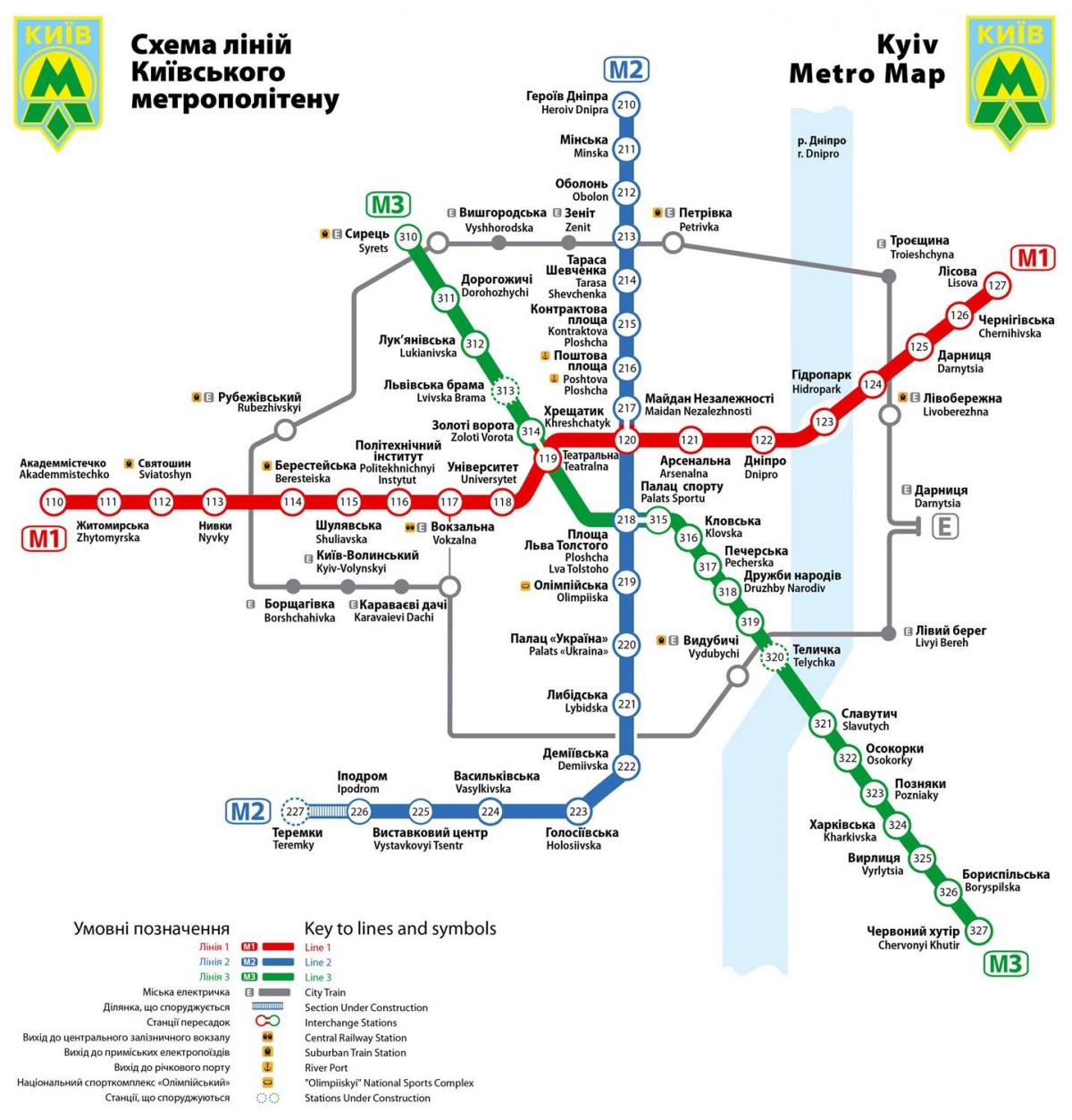 Mapa da estação de metrô de Kiev