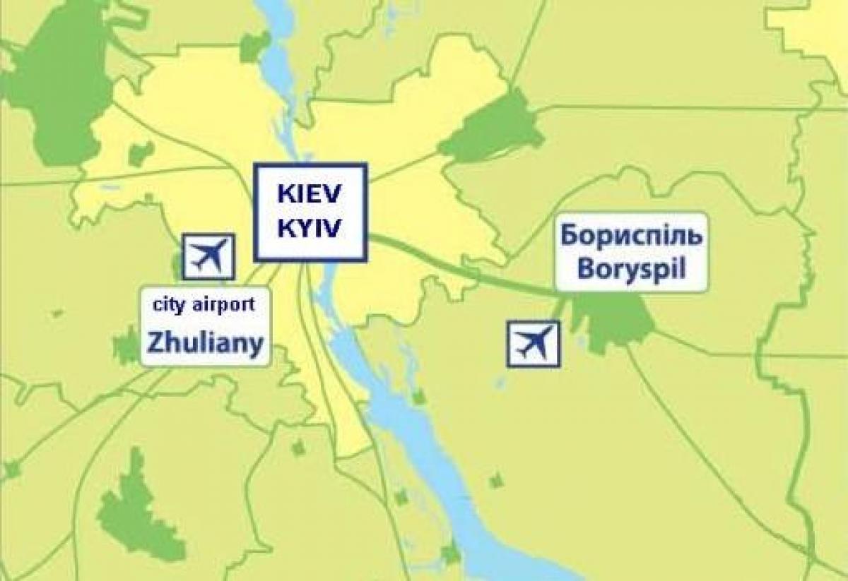 Mapa dos aeroportos de Kiev