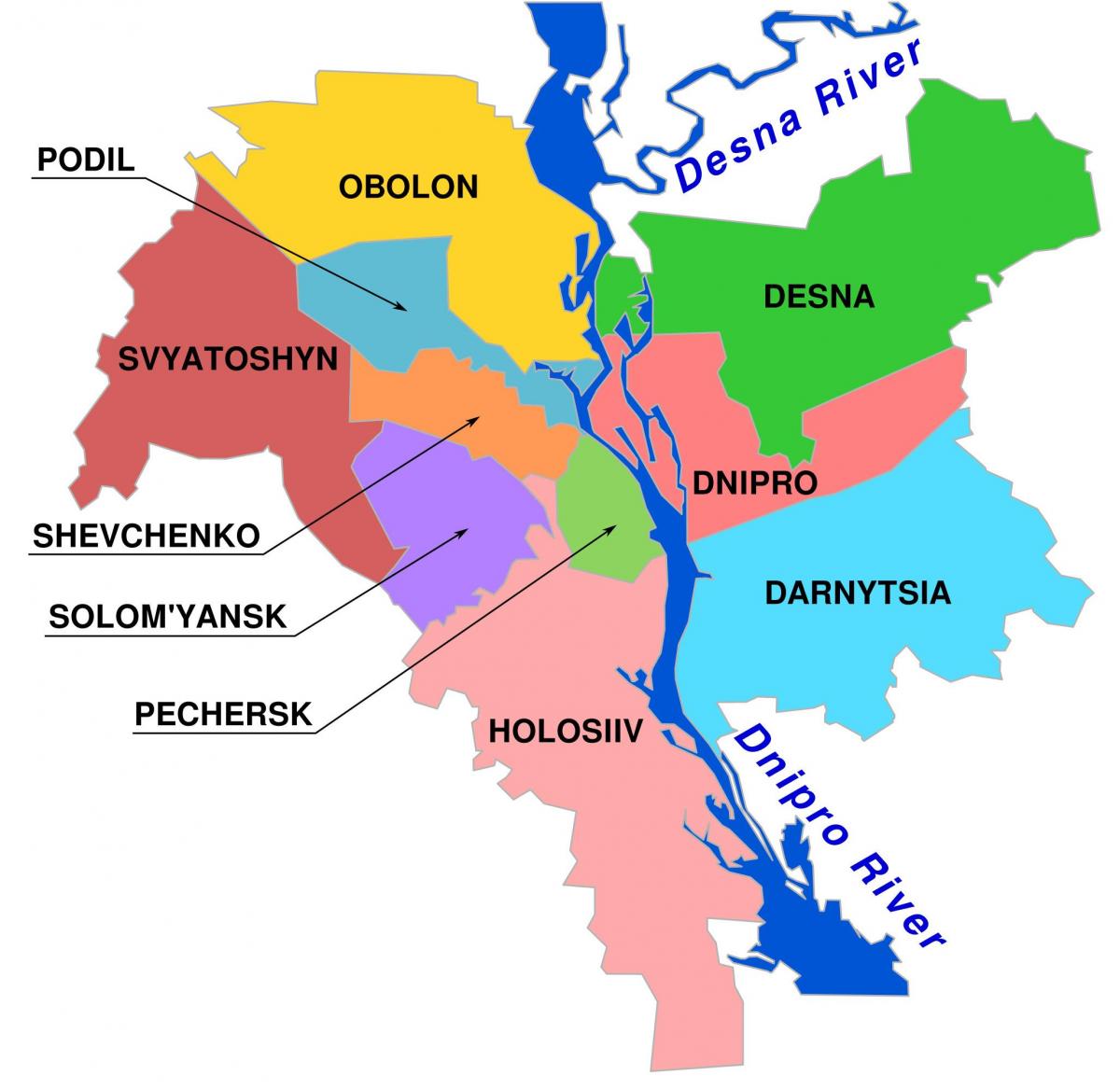 Mapa do distrito de Kiev
